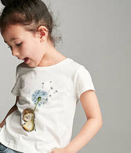 Camiseta de verão para meninos, estampa de desenho animado do ouriço, camiseta casual para meninas e crianças, manga curta, roupas brancas 2024 - compre barato