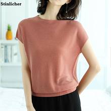 women sweaters cashmere sweater women Loose bright silk knitted pullover women sweter Short sleeve Spring summer tops pull femme 2024 - buy cheap
