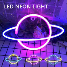 LED Elliptical Planet Neon Light USB Battery Powered Neon Night Lamp Bedroom Home Decorative Wall Light Party Room Lighting D30 2024 - buy cheap