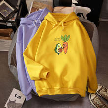 Funny Avocado Carrot Print Sweatshirt Women Winter Korean Harajuku Long Sleeve Graphic Vegan Cute Hoodie Casual Ladies Hooded 2024 - buy cheap