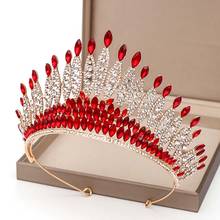 FORSEVEN Red/Silver Color Crystal Tiara Crowns Headband Bridal Bride Noiva Wedding Party Hair Jewelry for Women Girl Headpieces 2024 - buy cheap