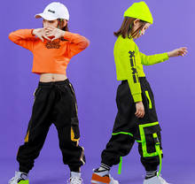 2021 Kids Jazz Hip Hop Costumes Girls Long Sleeve Cropped T shirt Running Pants Clothing Hiphop Pants Stage Performance Wear 2024 - buy cheap