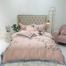 Luxury embroidery leaves bedding set King Queen Size Bed Linen 600TC egyptian Cotton Duvet Cover Bed Sheet Set Pillowcases 2024 - buy cheap