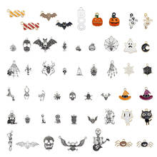 Julie Wang 10pcs Halloween Charms Enamel Alloy Silver Color Ghost Candy Cat Pumpkin Mixed Pendant Jewelry Making Accessory 2024 - buy cheap