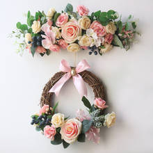 Artificial Rose Flowers Wreath for Door Lintel Decoration Home Christmas Festival Party Wedding Door Garland Decorating Flowers 2024 - buy cheap