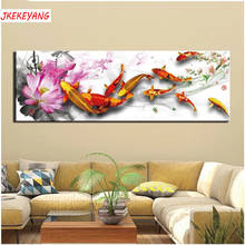 Large size 5d DIY Diamond Painting Koi fish and lotus Full Square/round Drill Cross Stitch Diamond Embroidery Y3881 2024 - buy cheap