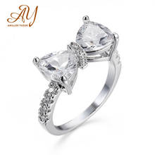 Anillos Yuzuk Dazzling Sparkling Bow Engagement Finger Rings For Women Solid Silver 925 Jewelry Wedding Statement Female Bijoux 2024 - buy cheap