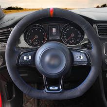 Black Suede Red Marker DIY Car Steering Wheel Cover for Volkswagen VW Golf 7 GTI Golf R MK7 VW Polo GTI Scirocco 2015 2016 Kit 2024 - buy cheap