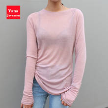 Sexy Loose Woman Long Sleeve T-shirt Korean Womans T-shirts Tops Autumn O-neck Warm Casual Basic See Through Tshirts Tees Tops 2024 - buy cheap