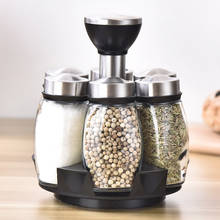 Household Kitchen Glass Spice Jar Rotating Seasoning Box Set 6 Seasoning Bottles 2024 - buy cheap