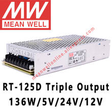 Mean Well-fuente de alimentación conmutada de Triple salida, fuente de alimentación conmutada de 5V/24V/12V, CA/CC, 136W, tienda en línea meanwell, RT-125D 2024 - compra barato