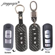 Carbon Silicone Car Key Cover FOB Case For Mazda 3 5 6 8 CX5 CX7 CX9 M6 GT Remote Key Ring Keychain Car-stying 3/4 Buttons 2024 - buy cheap