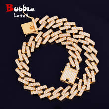 Bubble Letter Miami Cuban Link Chain for Men Choker Necklace Real Gold Plated Iced Out Cubic Zirconia Hip Hop Jewelry 2024 - buy cheap