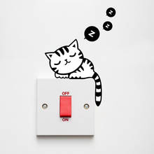 Adesivo de decalque para parede de casa, 1 x decalque de desenho animado de gato para casa diy em pvc para decoração e decoração preta faça você mesmo e engraçada 2024 - compre barato