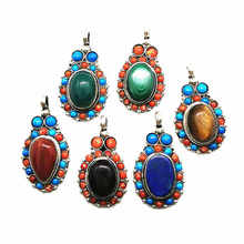 Colgantes de joyería tibetana con incrustaciones de cobre, colgantes de piedra Natural de búho multicolor TBP161 2023 - compra barato