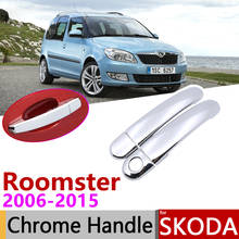 for Skoda Roomster 5J 2006~2015 Chrome Door Handle Cover Car Accessories Stickers Trim Set 2007 2008 2009 2010 2012 2013 2014 2024 - buy cheap