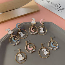 ​ZDMXJL 2021 New Fashion Women's Earrings Sweet Cute Rabbit Star Moon Pearl Earrings For Women Girl Jewelry Gifts Drop-shipping 2024 - buy cheap