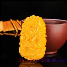 Yellow Jade Dragon Pendant Fashion Chinese Lucky Accessories Jewellery Men Necklace Carved Amulet Natural Women Charm for Gifts 2024 - buy cheap