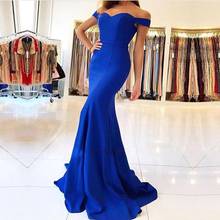 Vestido sereia sexy, vestido de noite, cor azul, cauda, ombro de fora, baile, elegante, meninas, vestido formal, novo modelo 2024 - compre barato