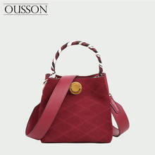 OUSSON2020-Bolso de hombro de cuero para mujer, bolsa de cubo Vintage, bandolera Retro de alta calidad, cruzado Simple 2024 - compra barato