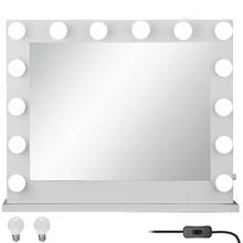 Hollywood iluminado espelho de vaidade de maquiagem com luzes + 16 lâmpadas led pode ser escurecido 2024 - compre barato