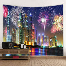 Christmas Fireworks Tapestry Ornament Wall Hanging Tapestry Carpet Xmas Home Deocr Yoga Pad Bedspread Beach Mat Gift 2024 - buy cheap