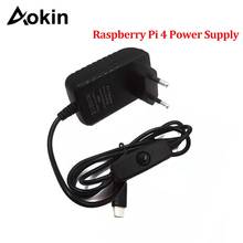 Fuente de alimentación de 5V y 3A para Raspberry Pi 4, adaptador de corriente USB tipo C con interruptor de encendido/apagado, cargador para UE, EE. UU., AU, Reino Unido, modelo B 2024 - compra barato