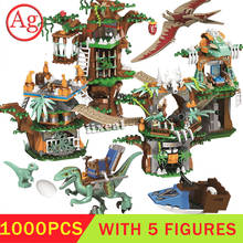 Jurassic Dinosaur House Tree Building Blocks DIY Creative Jurassic World Park Dinosaur Tribe Model Bricks Toys for Children 2024 - buy cheap