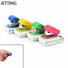 JETTING Mini Stapler Candy Solid Color Plastic Fastener Paper Stapler Manual Stapler No. 10 Staples Set Random 1set Stapler 2024 - buy cheap