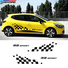 Автомобильная дверь боковой Декор Наклейка RS Спорт полосы Гонки решетка графическая Виниловая наклейка для Renault Clio Auto кузов индивидуальный стикер s 2024 - купить недорого