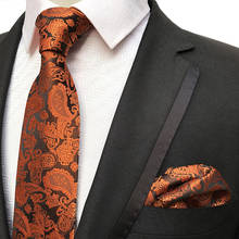 Conjunto de gravata formal masculina, 8cm, quadrado, de bolso, luxo, marrom, estampa de caxemira, conjuntos de gravatas 2024 - compre barato