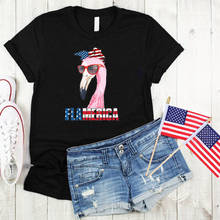 Футболка с американским Фламинго 4 июля, женская футболка с забавным Фламинго 2020, футболка с американским флагом, патриотический независимый день, Топы Harajuku 2024 - купить недорого
