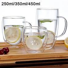 250/350/450ml Handle Double Layers Glass Cup Heat Insulation Tea Milk Clear Mug Handmade Beer Mug Tea Whiskey Glass Cups 2024 - buy cheap