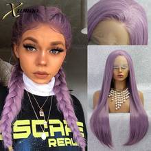 XUMOO Long Light Purple Synthetic Lace Front Wig Straight High Temperature Fiber Cosplay Party Lolita Wigs For Black Women 2024 - buy cheap