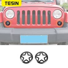 TESIN Car Lamp Hoods for Jeep Wrangler JK Aluminum Alloy Front Turning Signal Light Cover Sticker for Jeep JK Wrangler 2007-2017 2024 - buy cheap