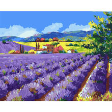 Pintura por números DIY, gran tamaño, montaña, salvaje, escenario de lavanda, Decoración de casa, regalo de arte 2024 - compra barato