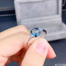 Tridimensional joias finas s925 prata esterlina natural embutida topázio azul elegante anel ajustável suporte teste estilo chinês 2024 - compre barato