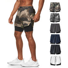 Shorts de corrida camuflado masculino, calção 2 em 1 de secagem rápida, para academia, esportes, fitness, corrida, praia, 2021 2024 - compre barato