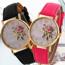 Women Watches Quartz Watch Women Arabic Number Rose Flower Round Dial Faux Leather Band Watch reloj mujer relogio feminino часы 2024 - buy cheap