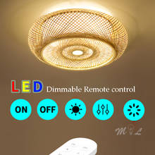 Lámpara de techo Led de bambú de estilo chino, luces de techo regulables, decoración moderna, lámparas colgantes para sala de estar y dormitorio 2024 - compra barato