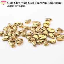 RESEN 20PCS Gold Teardrop Sewing Rhinestone With Gold Claw Glass Aurum Color Crystal Stone For Diy Clothing Dress 2024 - buy cheap