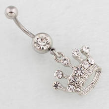 Dangle Imperial crown white Belly bar fashion women body piercing Jewelry belly button ring 14G 316L Surgical Steel 2024 - buy cheap