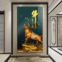 Zozack versão vertical bullish chinês impresso ponto cruz kits de bordado gado 11ct algodão linha pintura diy bordado 2024 - compre barato