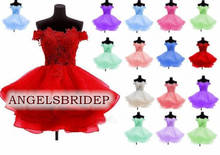 ANGELSBRIDEP Off-Shoulder Short/mini Homecoming Dresses 3D Flower Applique Vestidos de festa Formal Graduation Formal Party Gown 2024 - buy cheap