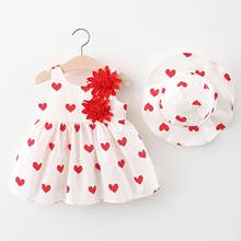 40# Costume For Baby Girls Dress Summer Kids Sleeveless Floral Print Princess Dresses+hat Girls Casual Dress Set Outfit 2024 - buy cheap