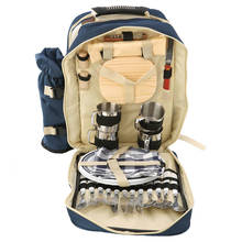 Conjunto de mochila de Picnic portátil para 4 personas, bolsa de almuerzo para acampar al aire libre, viaje, barbacoa, juego de tazas y vajilla para acampar al aire libre 2024 - compra barato