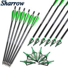 6/12/20Pcs 16/17'' Carbon Arrow ID7.6mm for Crossbow Hunting,Equipped Steel Tip Point Broadheads and Blade Hunting Arrow Heads 2024 - buy cheap