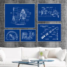 Rocket patent blueprint desenho ciência imagem do cartaz cartaz da foto pintura em tela arte da parede sala de estar decoração para casa 2024 - compre barato