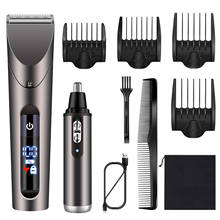 HATTEKER Cordless Hair Clippers for Men Nose trimmer Shaving Machine Washable Hair Trimmer 2 Pieces Machine Set 2024 - compre barato