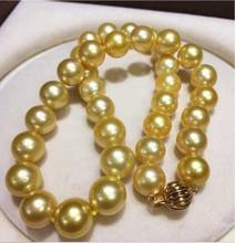 Free shipping Jewelry Huge 12-14mm genuine natural south sea gold pearl necklace 2024 - buy cheap